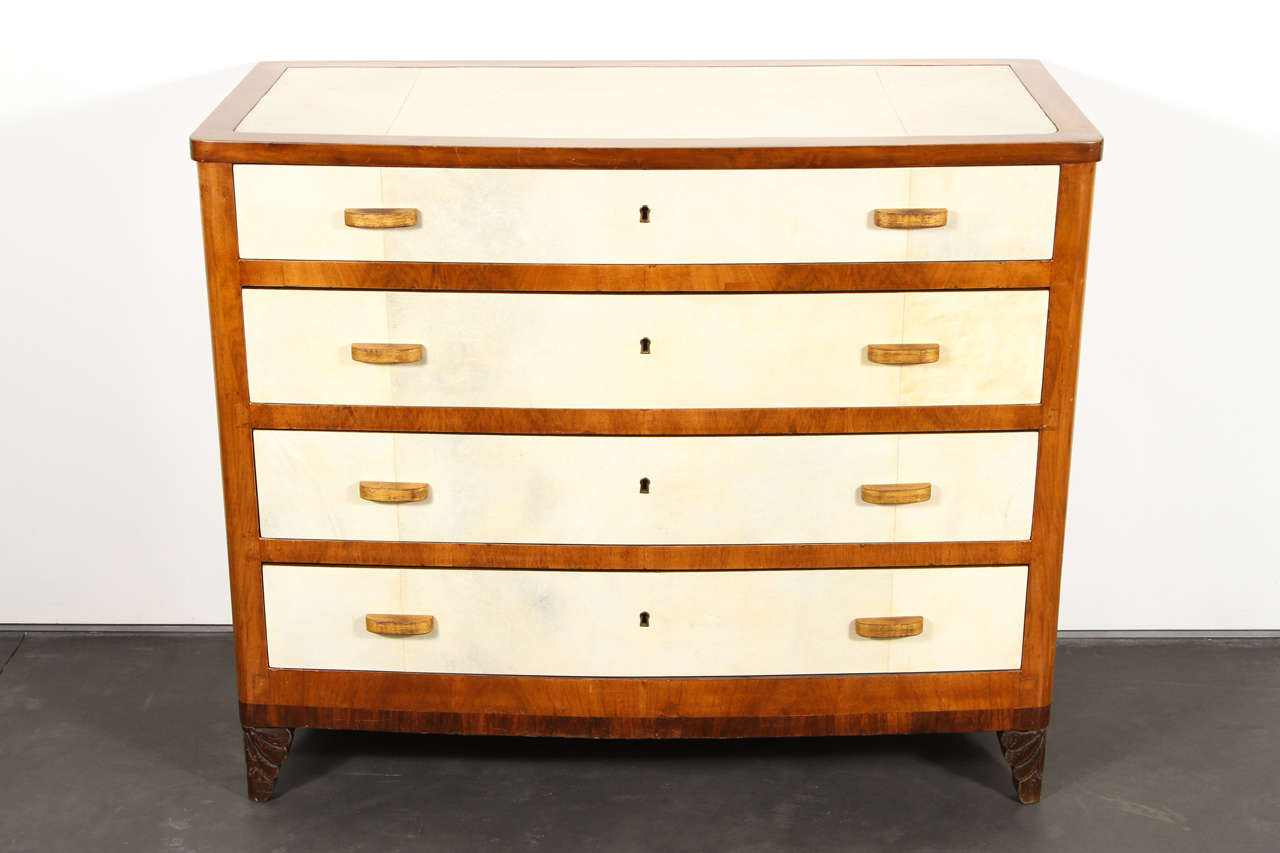 1930's four drawer Italian parchment chest